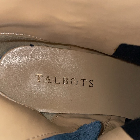 TALBOTS Chic ANKLE BOOT VIA CHAINLINK VACHETTA SIZE 7M Blue Leather superior - Picture 8 of 10